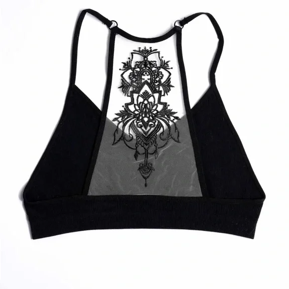 Three Bird Nest Black Tattoo Bralette - Picture 3 of 8